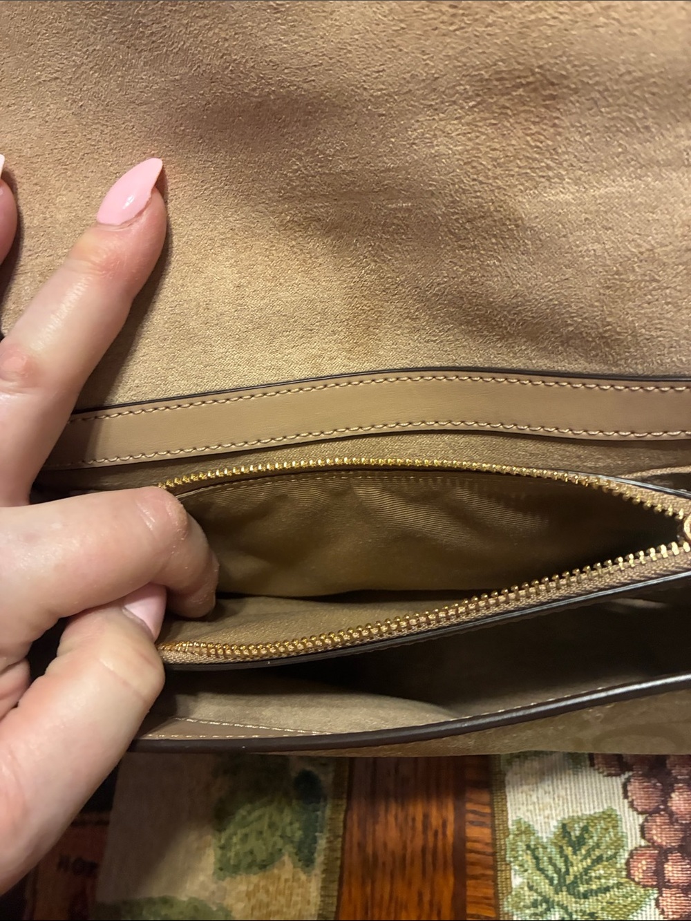 Coach Beige Signature Canvas Satchel with White Flap and Snake-Print Trim CA427 - Picture 7 of 9